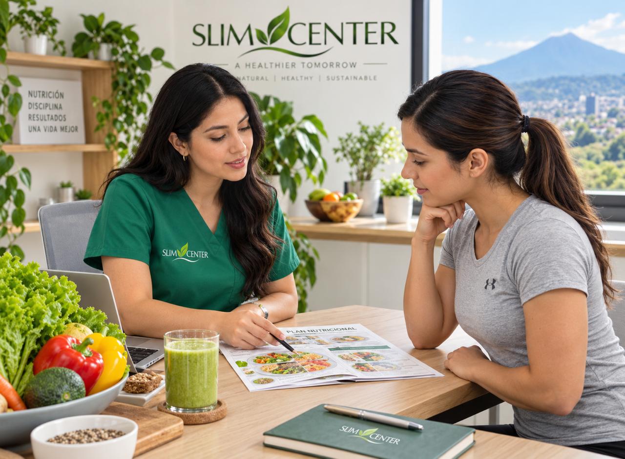 Profesional de nutrición deportiva revisando un plan de alimentación